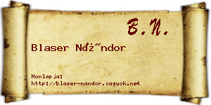 Blaser Nándor névjegykártya